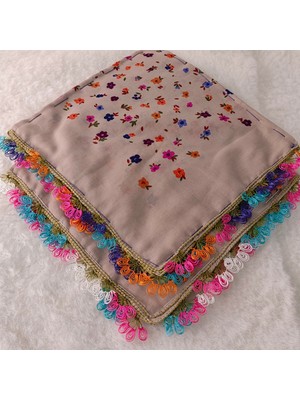 Hoaryage Reyhan El Emeği Iğne Oyası Yazma , Fular ,yemeni, Mevlit Örtüsü , Baş Örtüsü 4 Kenarı Oyalı %100 Pamuk 100*100CM