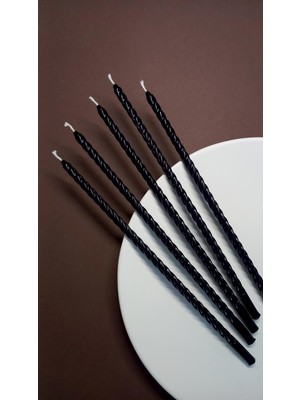 Hakay Petekoğlu Balmumu Mum. (10 Adet Siyah) 24CM Burgulu Dilek Mumu. Doğal Petek. Ince Uzun. Parti, Nişan, Ritüel, Parti, Kutlama, Mumu Beeswax Candle. Yogo (Siyah)