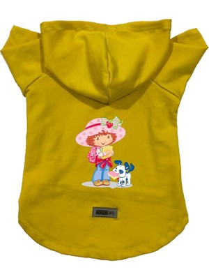 Hakay Monopetz Kapişonlu Polar Sweatshirt Köpek ve Kedi Kıyafeti & Elbisesi Sarı Çilek Kız M