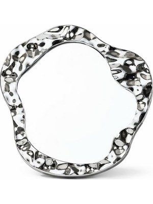 Hakay Ayn-19 Asimetrik Dalgalı Tasarımlı Masaüstü Makyaj Aynası, Parlak Gümüş Renk, 21X21.5 cm