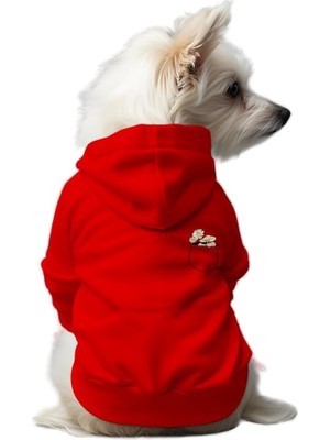 Hakay Mpz Pets Kedi ve Köpek Kıyafeti & Elbisesi Kırmızı Hoodie Çiçekli Cep Xl