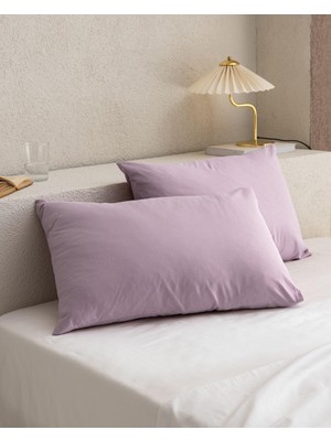 Hakay Madame Coco MANON%100 Pamuk Ranforce Düz 2'li Yastık Kılıfı Seti, Açık Mürdüm, 50 x 70