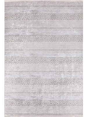Hakay Klin Gri Modern Geometrik Etnik Eskitme Desenli Boho Makinada Yıkanabilir Hafif Hav Toz Vermez Leke Tutmaz Kaymaz Taban Dijital Makine Baskı Halı Oturma Odası Salon Yolluk Koridor Mutfak Halısı