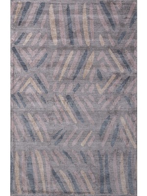 Hakay 3s Pudra Pembe Modern Modern Geometrik Etnik Eskitme Desenli Boho Oturma Odası Salon Yolluk Koridor Mutfak Halısı