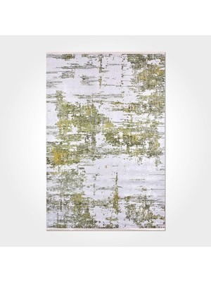 Hakay Gabriella Yeşil Soyut Modern Geometrik Etnik Desenli Boho Makinada Yıkanabilir Hafif Hav Toz Vermez Leke Tutmaz Kaymaz Taban Dijital Makine Baskı Halı Oturma Odası Salon Yolluk Koridor Mutfak Halısı