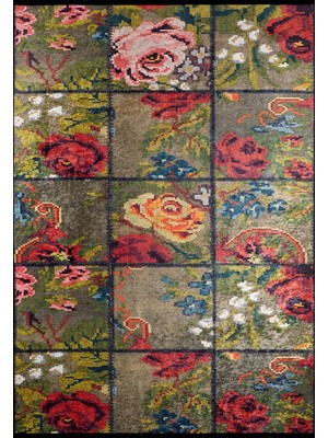 Hakay Manitoba Yeşil Yama Işi Modern Geometrik Etnik Desenli Boho Makinada Yıkanabilir Hafif Hav Toz Vermez Leke Tutmaz Kaymaz Taban Dijital Makine Baskı Halı Oturma Odası Salon Yolluk Koridor Mutfak Halısı