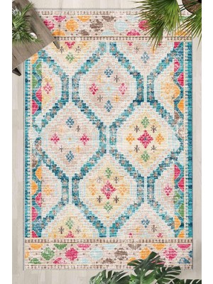 Hakay Monnhein Çok Renkli Halı 1535 - Yıkanabilir, Kaymaz Taban, Dijital Baskılı, Leke Tutmaz, Ince Hav, Modern Salon, Oturma Odası, Yatak Odası ve Mutfak Için Dekoratif Halı