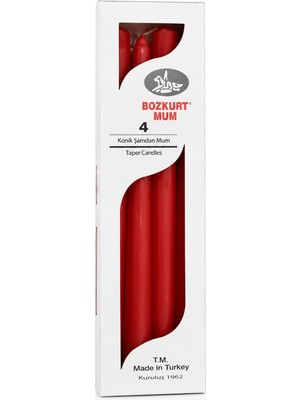 Hakay Bozkurt 4'lü Konik Şamdan Mum Seti 25 cm – Uzun Yanma Süresi Dekoratif Taper Mum – Yemek Masası, Davet Sofrası, Salon Dekoru, Düğün ve Özel Günler Için