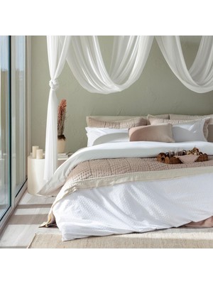 Hakay PLUM%100 Pamuk Extra King Size Nevresim Seti 260X220 cm Beyaz