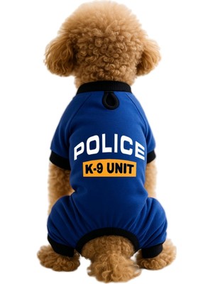 Hakay Mpz Pets Kedi ve Köpek Kıyafeti & Elbisesi Saks Mavi 4 Bacak Tulum Police K 9 Unit S