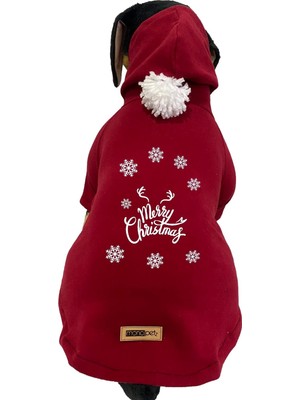Hakay Monopetz Kapişonlu Sweatshirt Köpek ve Kedi Yılbaşı Kıyafeti - Yılbaşı Özel Noel Baba L Beden