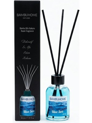 Hakay Bambuhome Dıffuser Blue Sea Oda Kokusu, 50 Ml, Siyah Çubuklar, Cam Şişe, Masa Üstü, Güç Kaynağı Gerektirmez