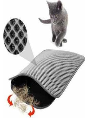 Hakay Tineke Elekli Kedi Tuvalet Önü Paspası Kedi Paspası Gri 60X42 cm