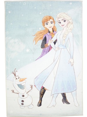 Hakay Taç Frozen 2 Winter Lisanslı Karakter Baskılı Polyester Halı, Çok Renkli, 80 x 120 cm