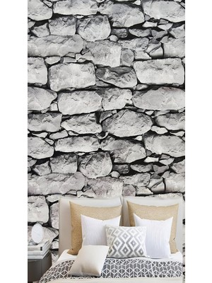 Hakay Kyrotech Taş Duvar Desenli Kendinden Yapışkanlı Folyo (3 Metre-60 Cm), Vinil, Dekor Folyosu, Pvc Çıkartma, Mobilya, Mutfak Dolabı, Granit, Cam, Fayans, Plastik Için Uygun (Gri Taş Duvar Desen)