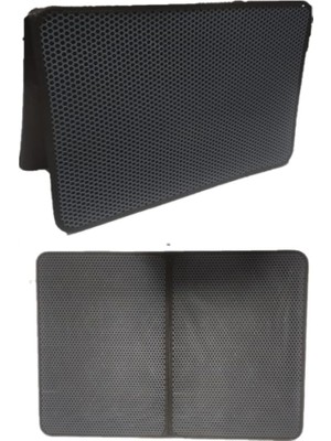Hakay Tineke Büyük Boy Elekli Kedi Tuvalet Önü Paspası Katlanabilir 82 x 60 cm Siyah