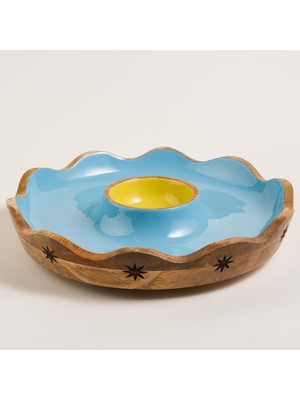 Hakay Lakrı Mango Ağacı Sunum Kasesi 37X37X8 cm Mavi