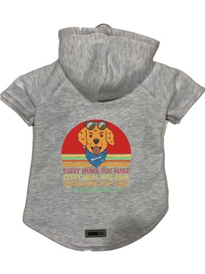 Hakay Monopetz Kapişonlu Polar Sweatshirt Köpek ve Kedi Kıyafeti & Elbisesi Gri Every Snack You Make M