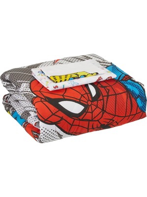 Hakay Taç Spiderman Wall Crawler Desenli Pamuk Yorgan, Çok Renkli, Tek Kişilik