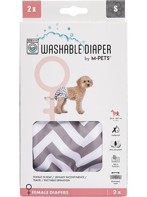 Hakay M-Pets Dişi Köpekler Için Yıkanabilir Külot 2'li (S)