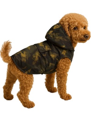Hakay Mpz Pets Içi Polarlı Kamuflaj Köpek ve Kedi Yeleği & Ceketi Haki S