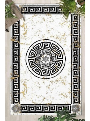 Hakay Monnhein Siyah Halı 1499 - Yıkanabilir, Kaymaz Taban, Dijital Baskılı, Leke Tutmaz, Ince Hav, Modern Salon, Oturma Odası, Yatak Odası ve Mutfak Için Dekoratif Halı