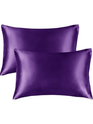 Hakay Saten Yastık Kılıfı, Queen Size, Kıvırcık Saçlar, Ipeksi Yapı (King (50X90), Lavanta)