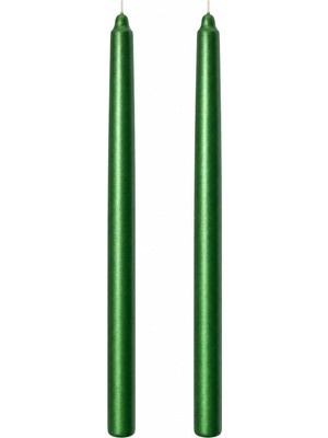 Hakay 2’li Metalik Yeşil Şamdan Mum Seti 25 cm – Dekoratif Ince Şamdan Mum, Kokusuz Parafin WAX,%100 Pamuk Fitil, El Döküm, Uzun Süre Yanma (~10 Saat), Şık Sofra, Davet, Nişan, Düğün ve Ev Dekorasyonu
