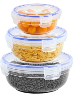 Hakay Dünya Plastik 3'lü Contalı Yuvarlak Saklama SET(400,800,1350 Ml)