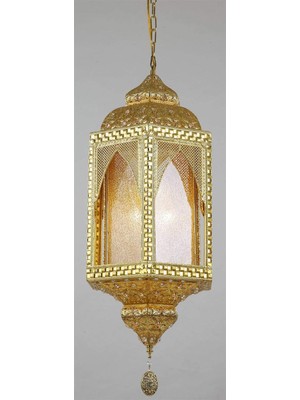 Hakay Avonni AV-5081-S38 Sarı Kaplama Klasik Avize, E27, Metal, Cam, 38 cm