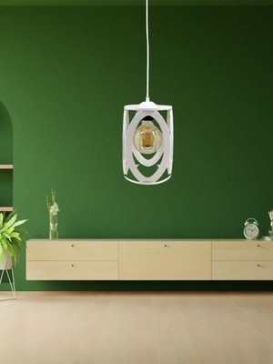 Hakay Decodelight Endüstriyel Beyaz Metal Oval Model Tekli Sarkıt Salon Hol Mutfak Avize Modelleri