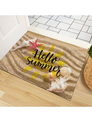 Hakay Monnhein Kapı Önü Paspası - Modern ve Şık Kapı Paspası | Ev, Ofis ve Dış Mekân Kullanımı Için (Hello Summer Kumsal) 45X65