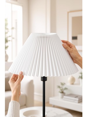 Hakay Kırma Lambader Başlığı Pileli Umbrella Kumaş Başlık Çap 36 cm LAM11