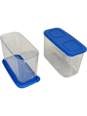 Hakay Tupperware 2'li Set Şeffaf ve Taze 715 ml Şeffaf Mavi Buzdolabı Sistemi Taze Sistem Konteyner Kapaklı Dikdörtgen