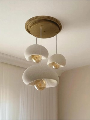 Hakay Limon 3D Desing 3 Lü Sarkıt Antrasit Avize Rustik 20-30-40 E27 Modern Avize Bohem Beton Görünüm (Ampul Hediyedir.!) YVR-B-40-102