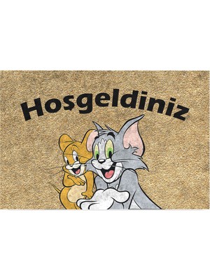 Hakay Monnhein Tasarımlı Dekoratif Kapı Önü Paspas, Dış Mekan/ev Içi/banyo/mutfak/yatak Odası/giriş Paspasları (Tom And Jerry, 45X70)