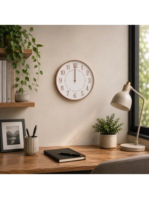 Aesco Galaxy Premium Sade ve Sessiz Duvar Saati, 30 Cm, Renkli Çerçeveli, Krem Kcg5