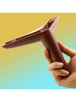 Hakay BADEM10 Piko Lüks Mobilya Kanepe Sehpa Tv Ünitesi Koltuk Ayağı 12 cm Ahşap Desenli Kahve Baza Ayak