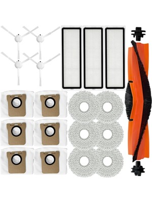 Hakay Xiaomi X20+ / X20 Plus / X10+ / X10 Plus Robot Vakum Için Aksesuar Seti, 1 Ana Fırça, 3 Filtre, 4 Yan Fırça, 6 Paspas Pedi, 6 Toz Torbası, Yedek Parça Yedek Onarımı Ekleri Değiştirin