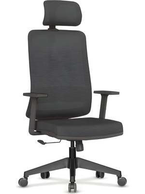 Hakay Sempre Greta Ergonomik Fileli Çalışma Koltuğu | Siyah Ofis Sandalyesi | Ayarlanabilir Başlık, Bel Desteği ve Hareketli Kol | Ev Ofis ve Personel Koltuğu | 120 kg Taşıma Kapasitesi (Siyah)