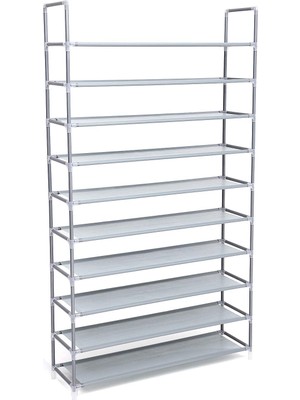 Hakay Songmıcs 10 Katlı Ayakkabı Rafı, 100X29X175 Cm, Gri, LSR10G