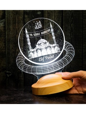 Hakay Sevgilambası Kişiye Özel Isim Soyisim ve Mahya Yazısı Yazılabilen Camii 3D LED Lamba