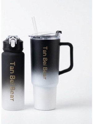 Hakay 2’li Matara ve Pipetli Mug Bardak Seti – 900 ml Spor Suluk + 1500 ml Pipetli Termal Mug Bardak, Günlük Kullanım Için Içecek Seti