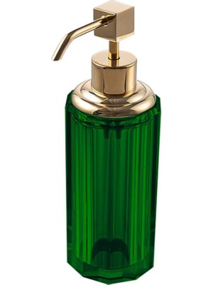Hakay System Cyrstal Bath Accessory Soap Dispenser Green-Gold Color 80 ml Yeşil Tek Ebat BA2048 006 C5-Gl