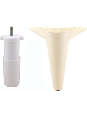 Hakay BADEM10 Aspen 6'lı Set Mobilya Tv Ünitesi Çekyat Koltuk Kanepe Destek Ayağı 18 cm Krem Baza Ayak M8 Destek