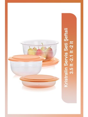 Hakay Tupperware Kristralin Meyve & Sebze Saklama ve Servis 3'lü Set Şeftali 3.5 Lt - 2.1 Lt - 2 Lt
