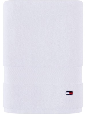 Hakay Tommy Hilfiger Tek Renkli Banyo Havlusu, 1 Adet, 76,2 x 137,2 CM,%100 Pamuk, 574 G/m² (Beyaz)