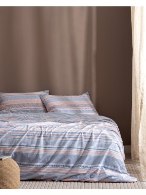 Hakay Madame Coco Favor King SIZE%100 Pamuk Ranforce Baskılı Nevresim Takımı, Mavi, 240 x 220
