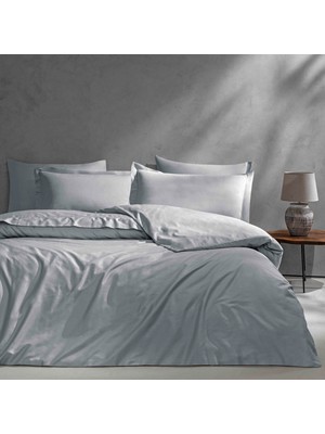 Hakay Linens Mix&match Pamuk Saten Çift Kişilik Saten Nevresim Kılıfı Gri