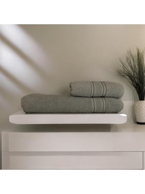 Hakay Lunox HOME%100 Cotton Havlu Takımı Vücut Havlusu 90X140 Cm, Baş Havlusu 50X80 Cm, Ekstra Yumuşaklık (Gri)